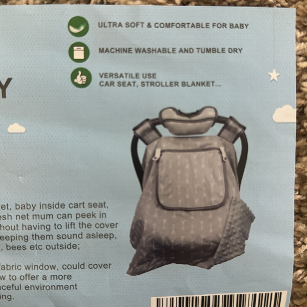 Brand New Grey Baby Car Seat Cover